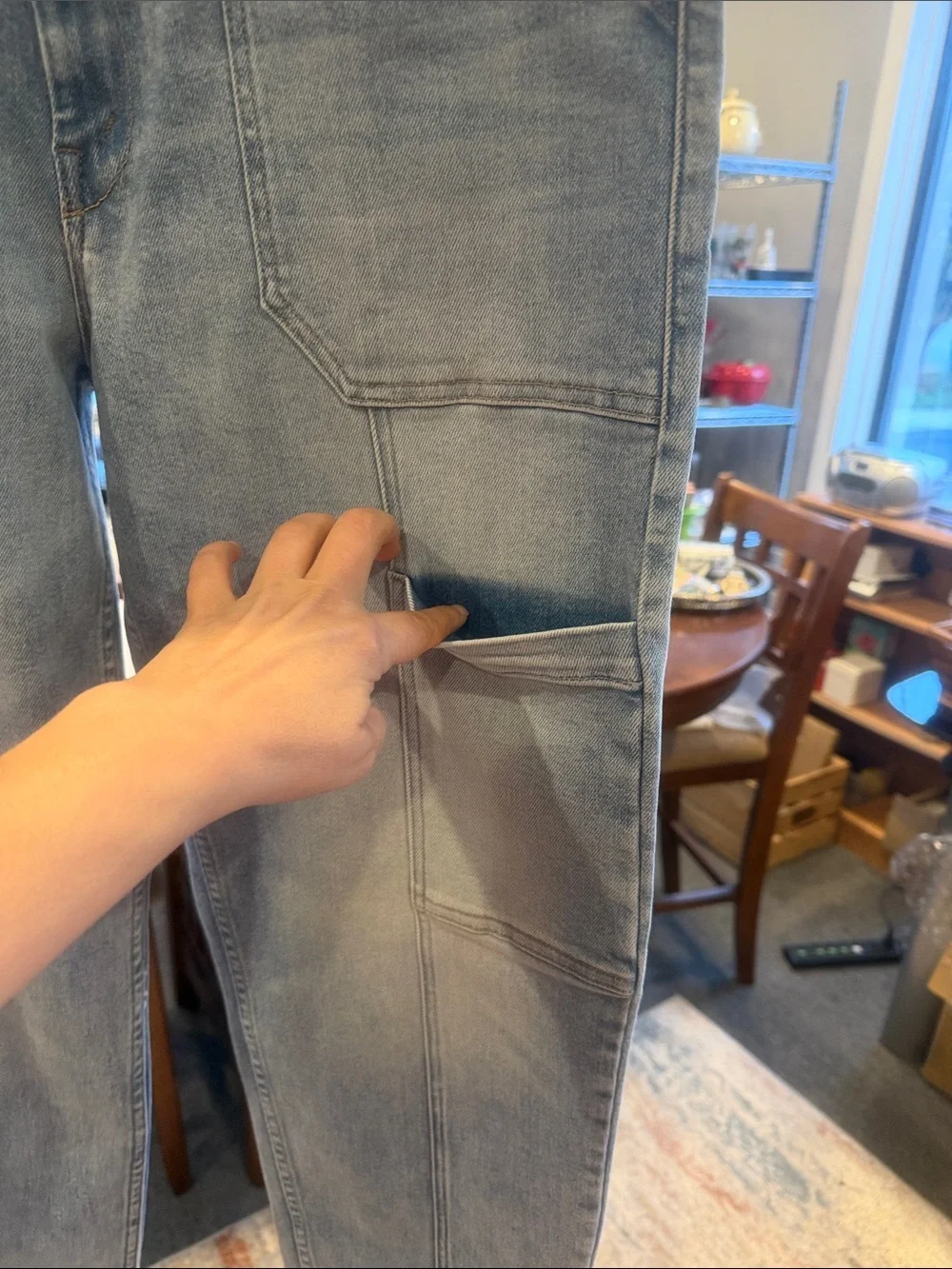 MOTHER Washed Light Blue Straight Jeans 30 NWT Double Pocket high waisted